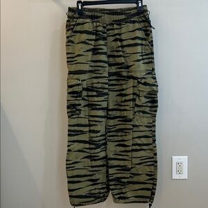 Forever 21 Olive and Black Striped Cargo Pants